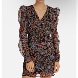 Aqua Black Paisley Multicolor Dress Perfect Condition Medium